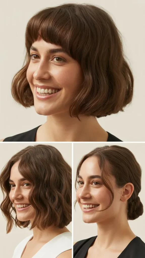 Chin-Length Bob with Curved Bangs