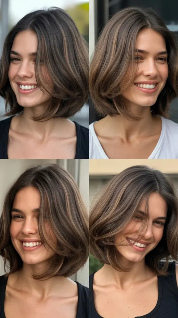 Chin-Length Bob with Curtain Layers