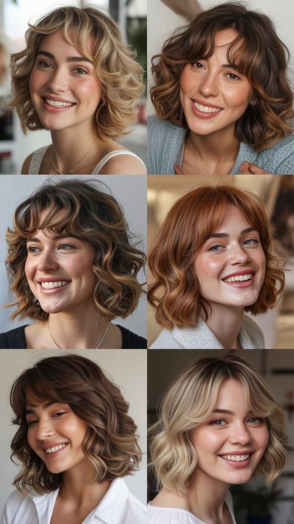  Wavy Bob With Curtain Bangs