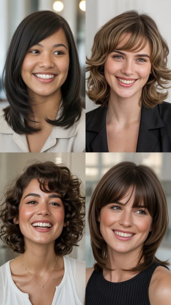 Textured Lob With Wispy Bangs