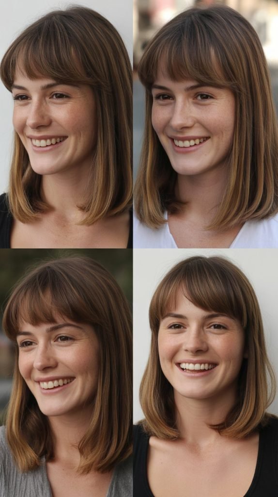 Straight Mid-Length with Rounded Bangs