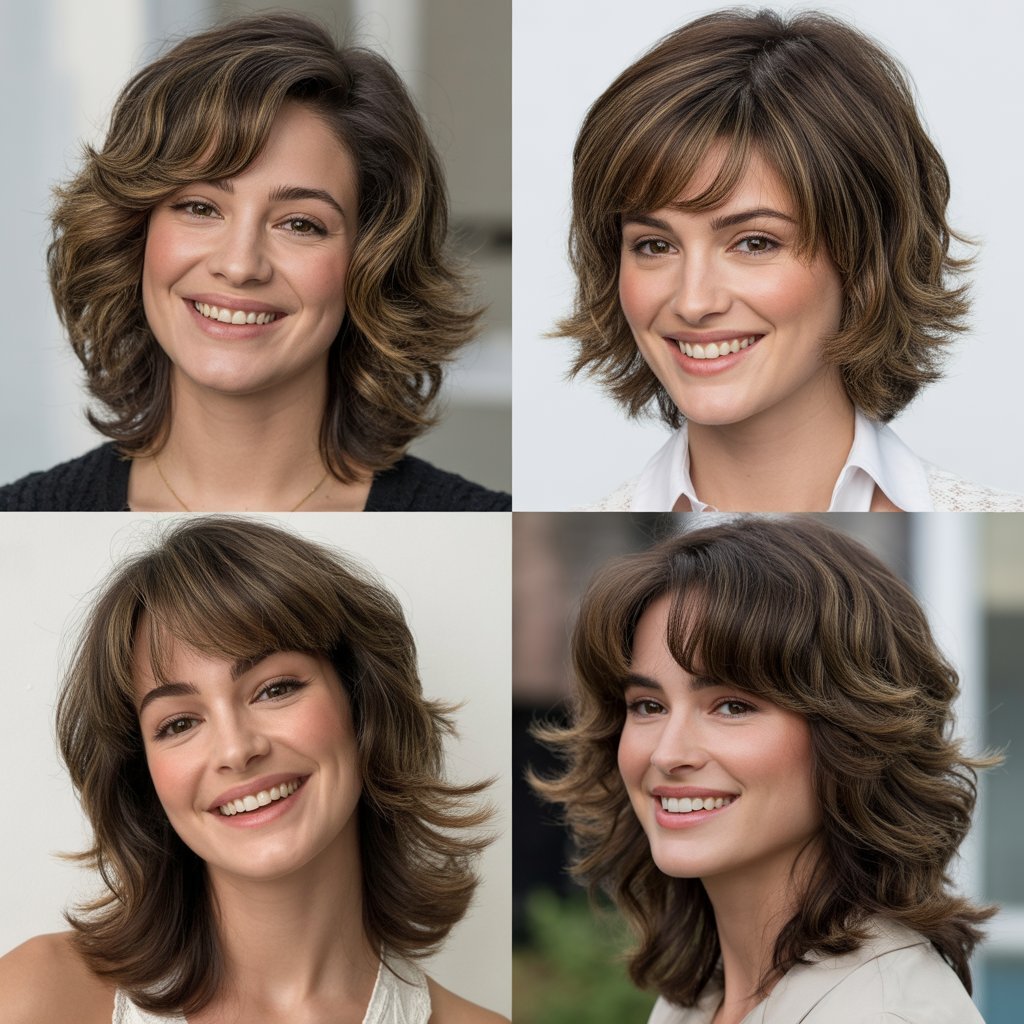 Swoopy Bangs with Layered Shag