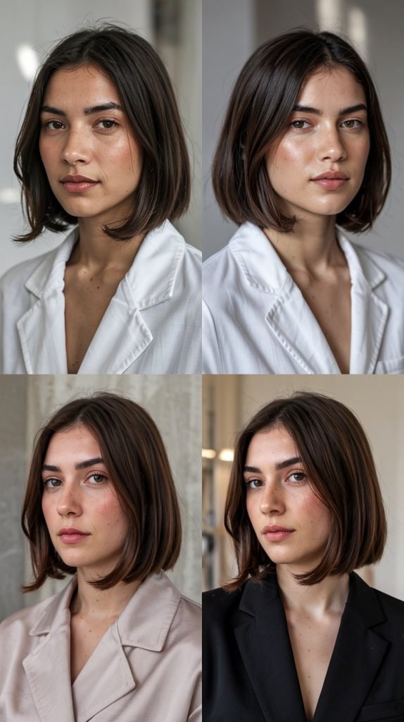  Sleek Straight Lob With Side-Swept Curtain Bangs