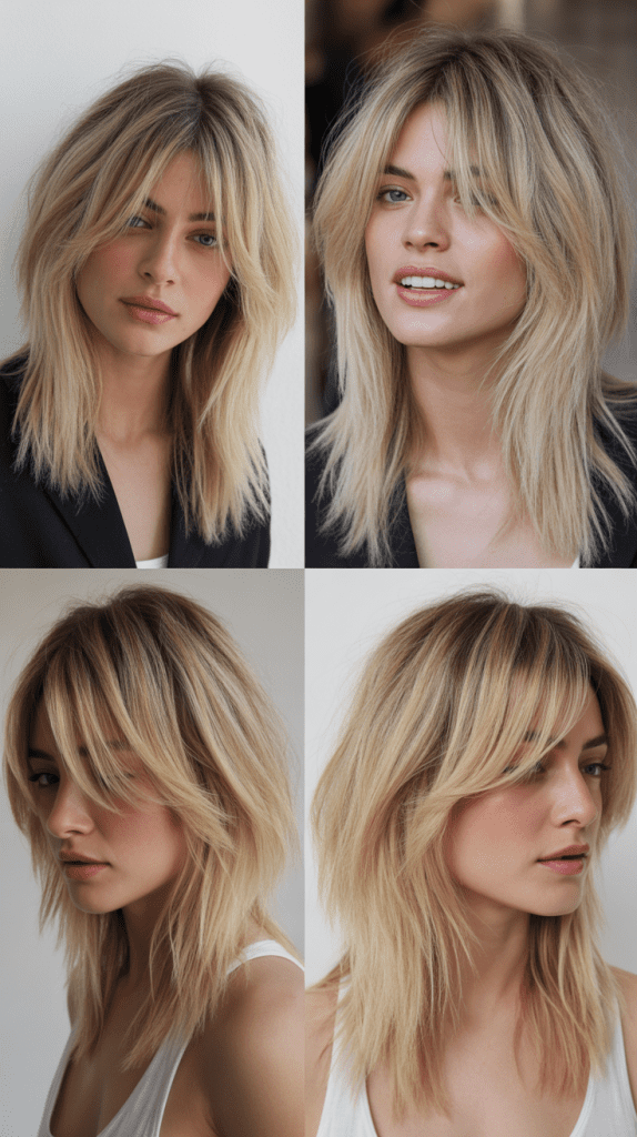 Textured Midi with Piecey Center-Parted Bangs