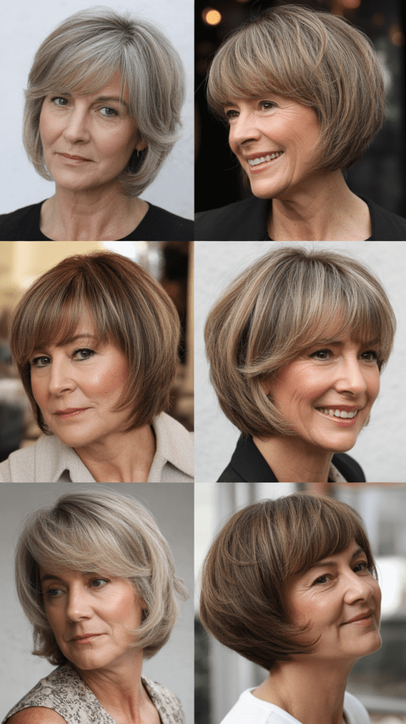 Graduated Layered Bob with Curtain Fringe
