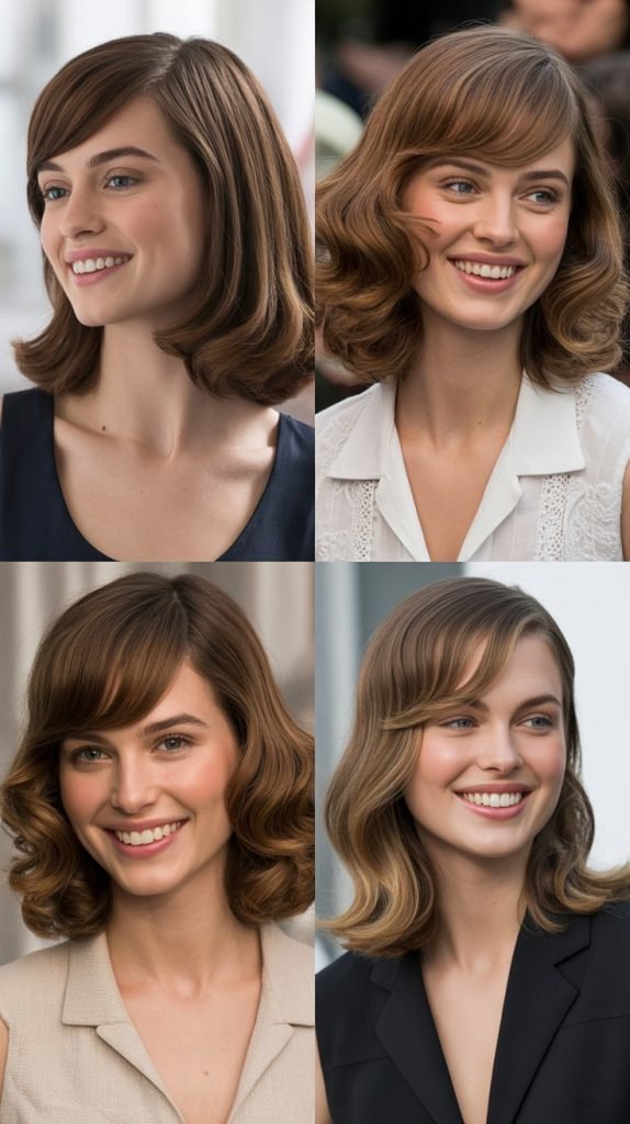 Side-Swept Bangs with Shoulder-Length Waves