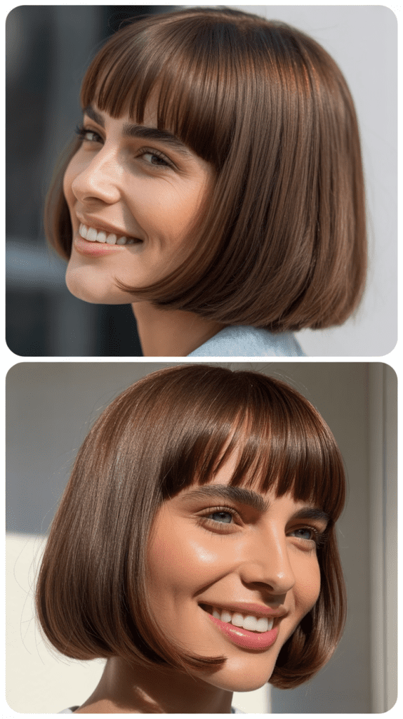 Blunt Bob With Eyebrow-Grazing Bangs