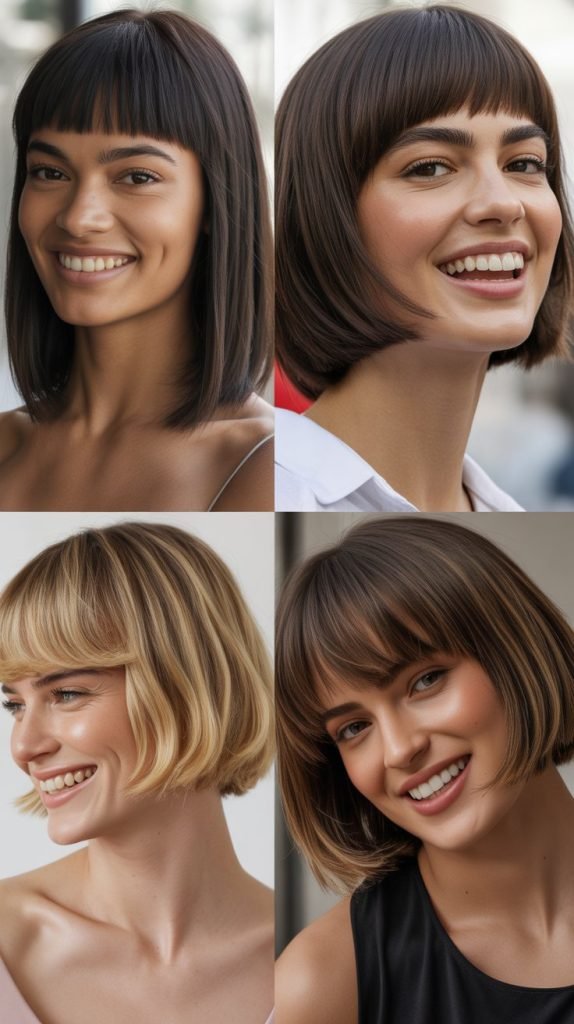 Sleek Mid-Length with Rounded Bangs