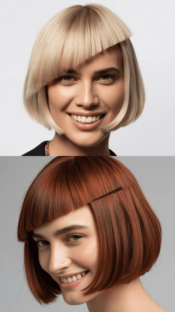 Edgy Bob With Severe Side Part And Angular Bangs