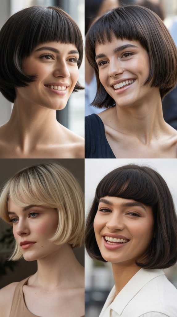  Collarbone-Length Cut With Arched Bangs