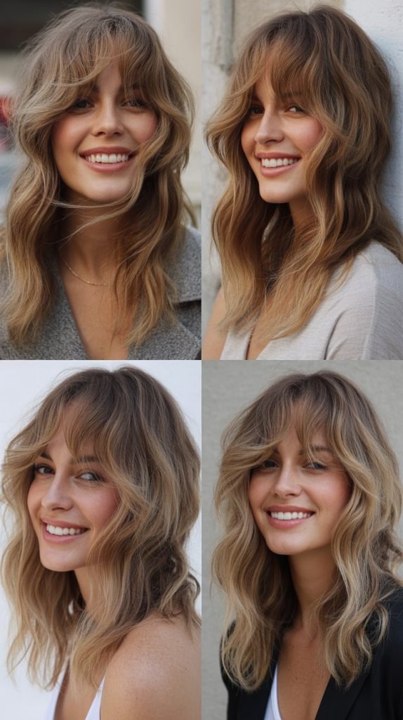Wispy Side-Swept Bangs with Beachy Waves