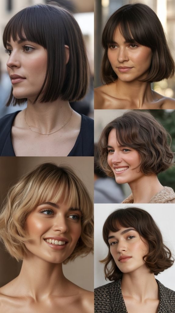 Collarbone Bob With Brow-Skimming Bangs