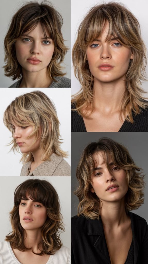  Lived-In Wolf Cut With Grown-Out Bangs