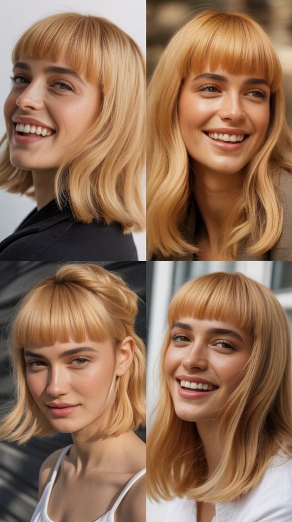 Side-Swept Fringe with Vanilla Latte Blonde