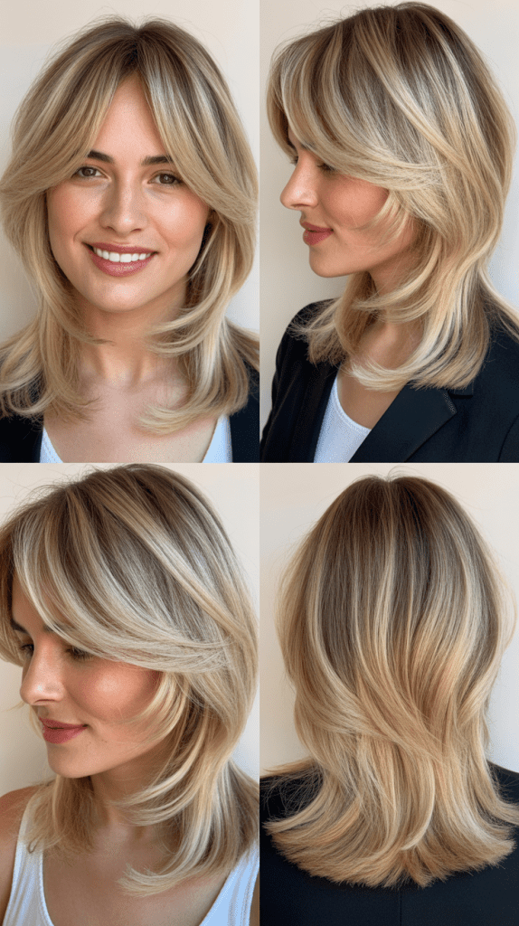 Asymmetrical Side Bangs with Pearl Blonde Lob