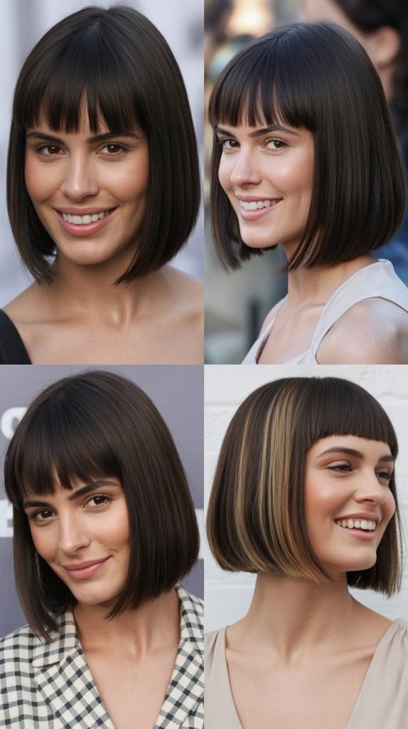 Straight Blunt Bangs with A-Line Bob