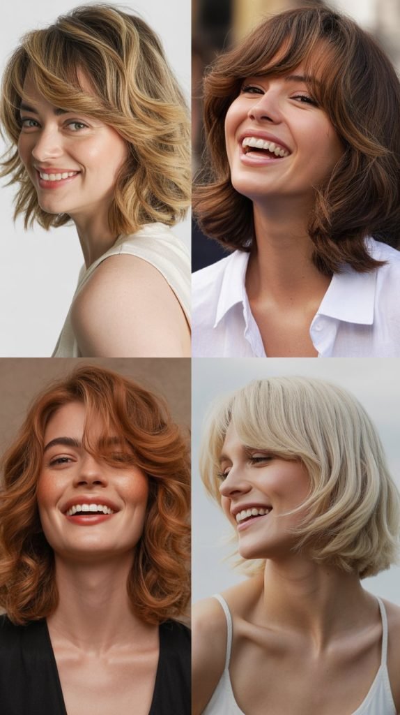  Textured Lob with Side Bangs