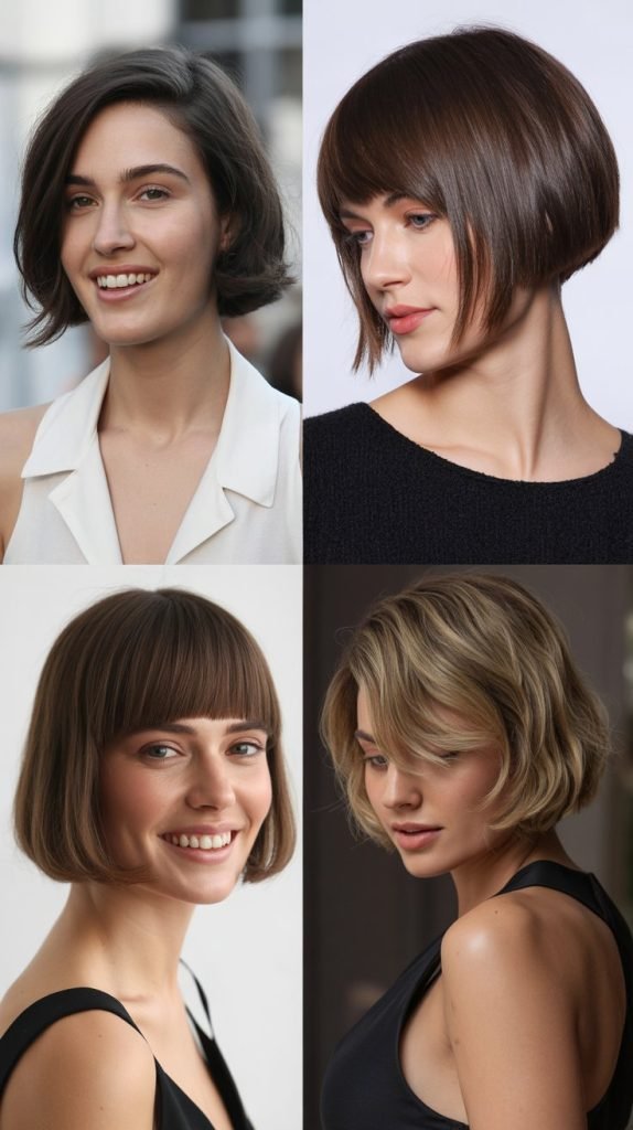 . Sleek Bob With Feathered Side Bangs