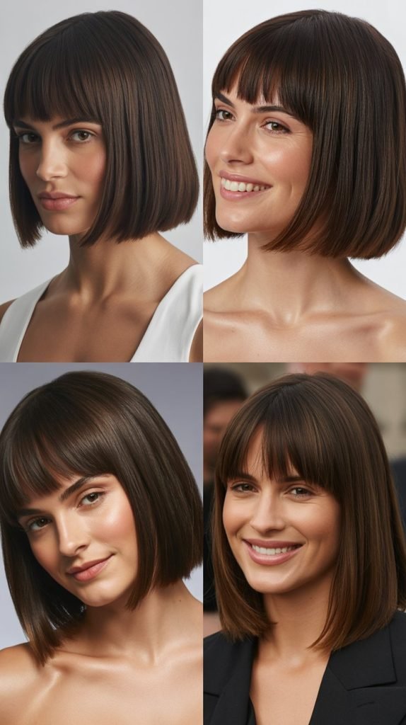 Blunt Bangs with Sleek Lob