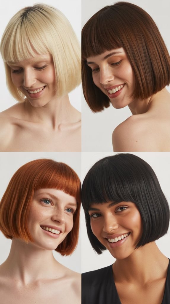  Blunt Cut Bob with Straight Bangs