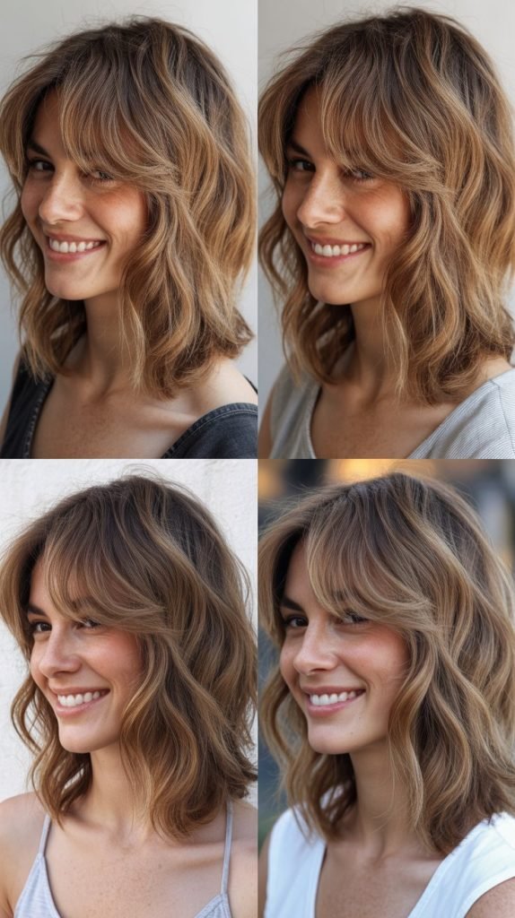 Wavy Shag with Long Side-Swept Fringe
