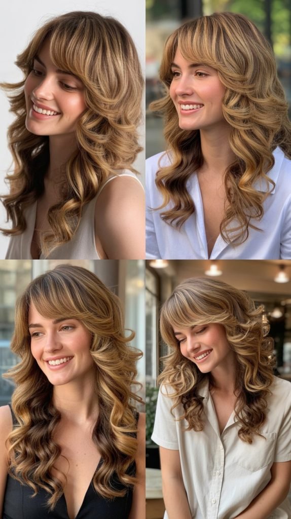 Long Side Bangs with Loose Curls