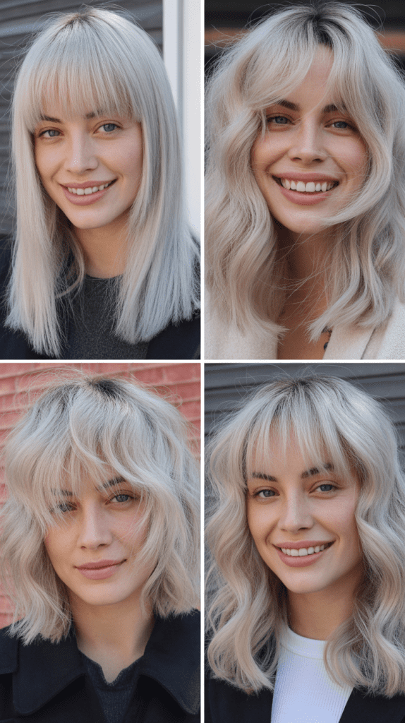 Micro Bangs with Icy Platinum Blonde
