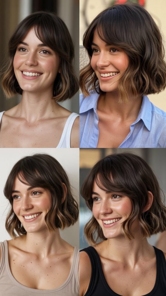 Bob with Side-Swept Curtain Bangs