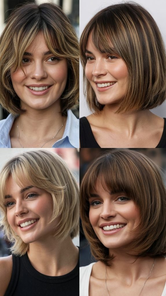 Shaggy Long Bob with Brow-Skimming Bangs