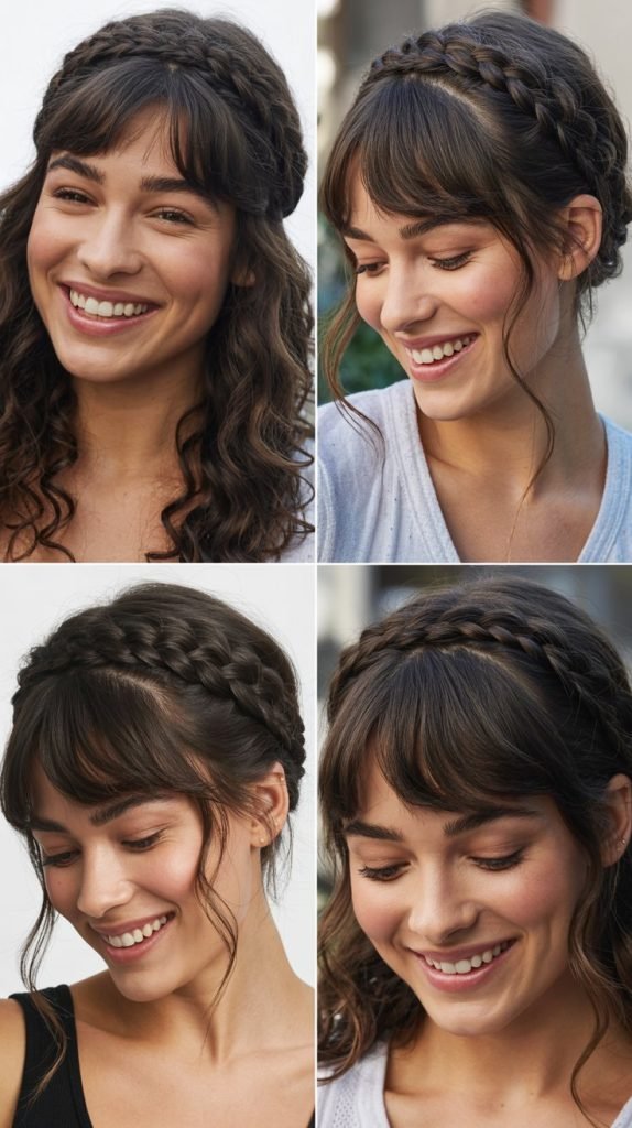 Braided Crown with Wispy Bangs
