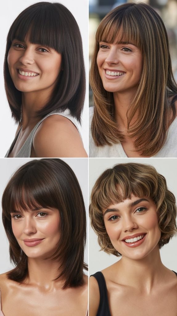 Straight-Across Bangs With Sleek Layers