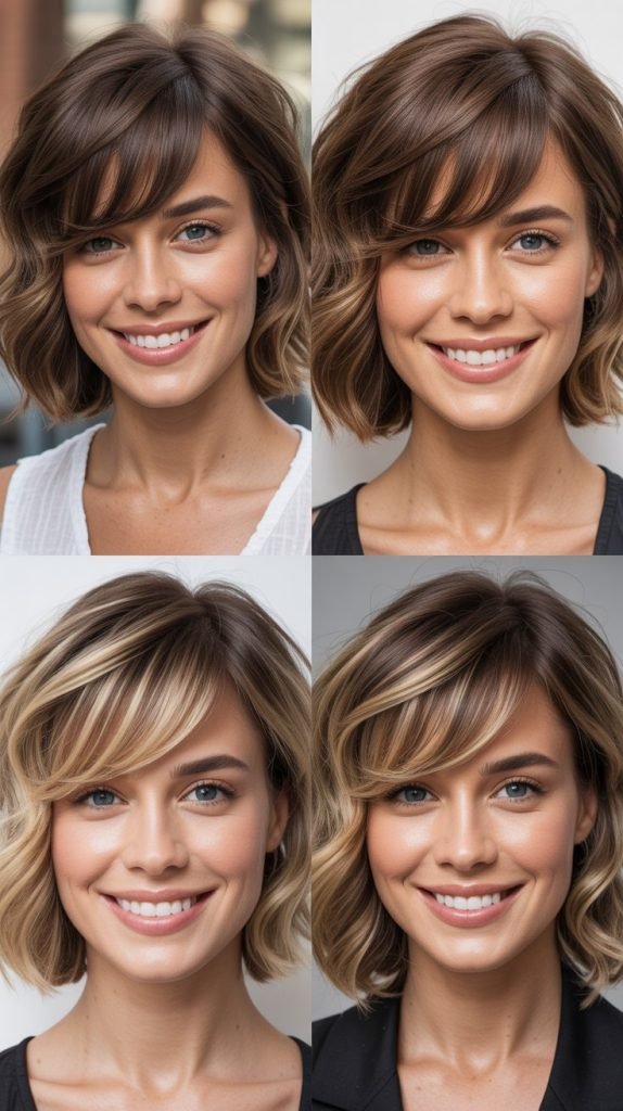 Textured Lob with Feathered Side Bangs