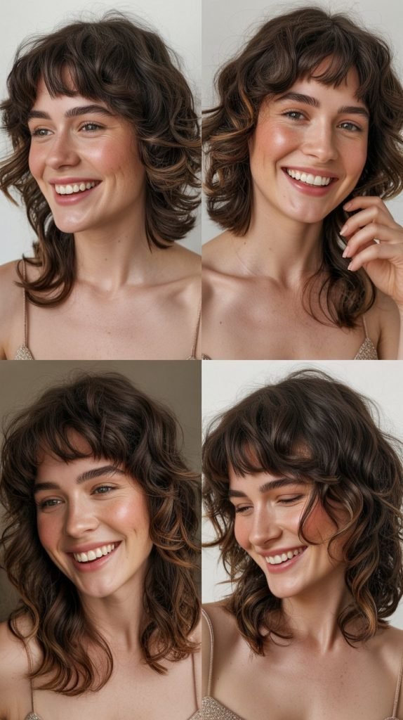 Wispy Curtain Bangs with Textured Lob