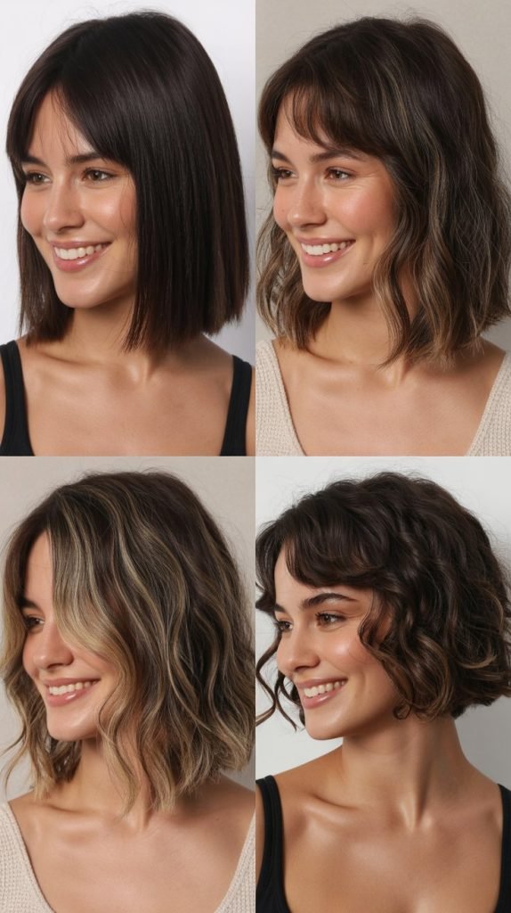  Medium Lob With Piecey Wispy Bangs