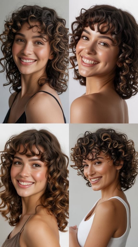  Curly Bangs with Defined Curls