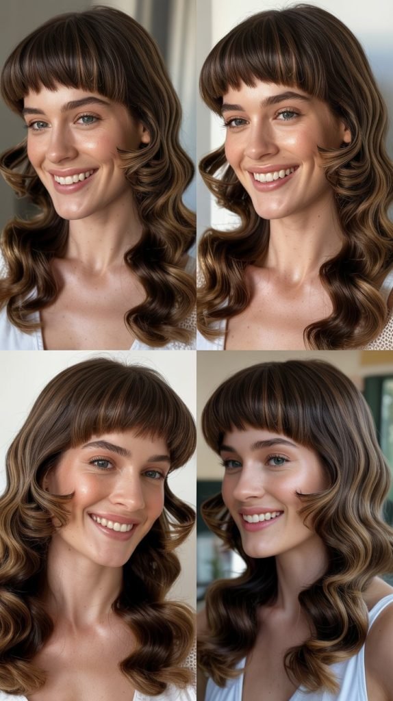 Polished Waves with Arched Bangs