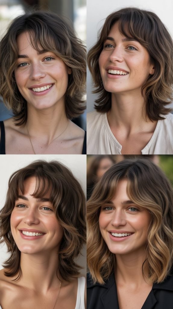 Shaggy Lob with Curtain Bangs