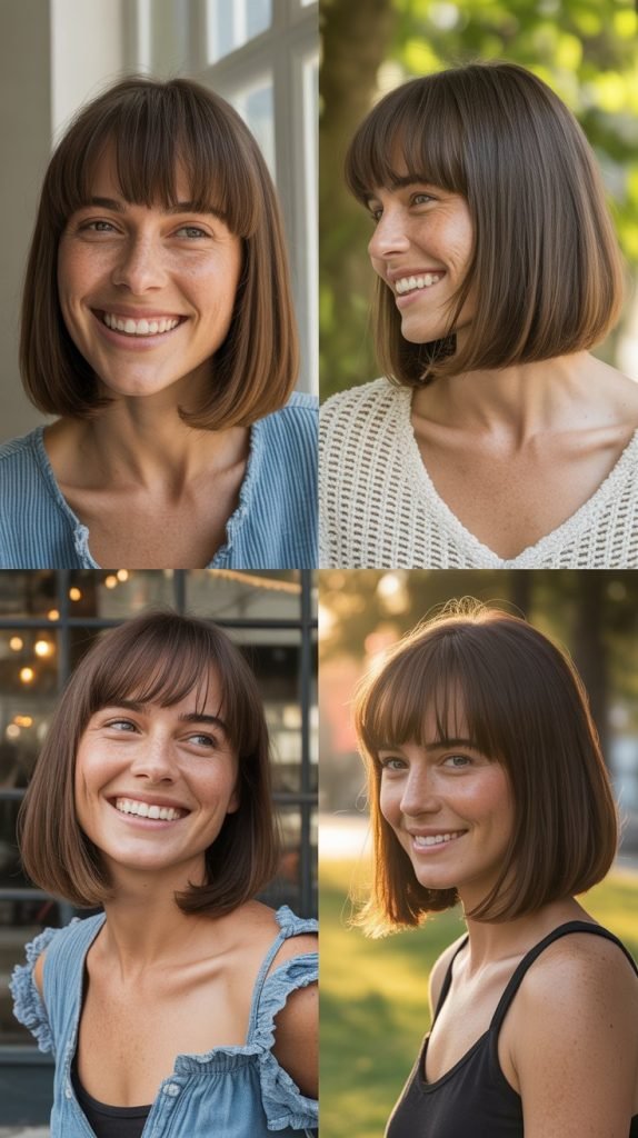 Straight Blunt Cut with Textured Side Bangs