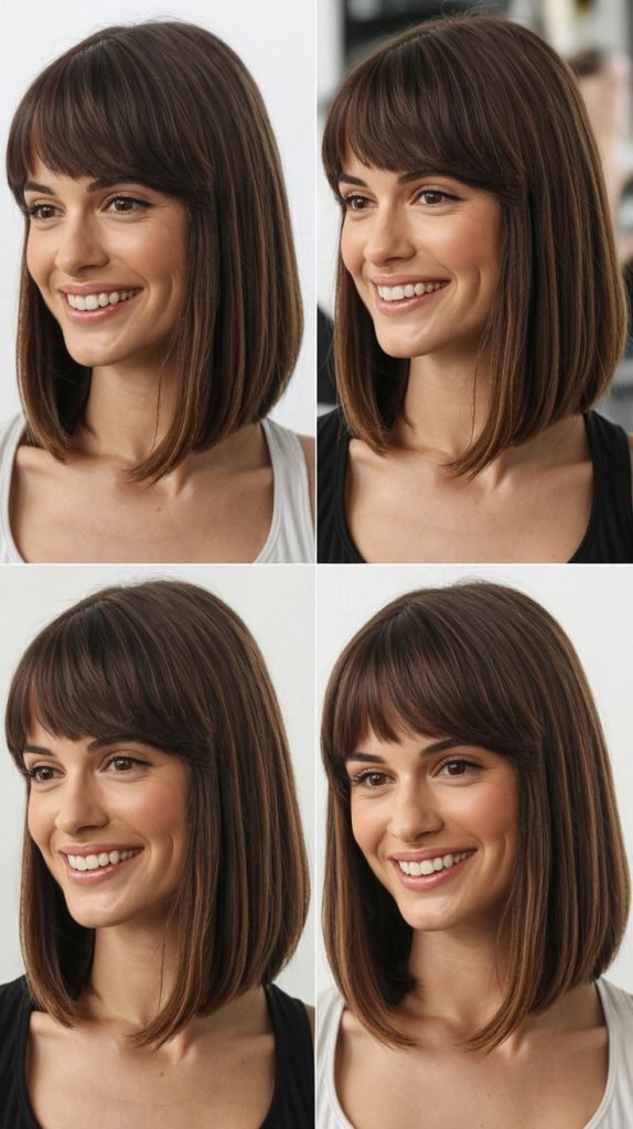 Polished Long Bob With Tapered Bangs