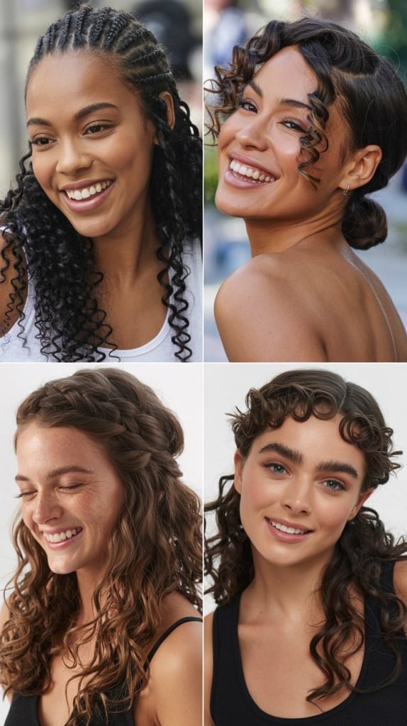 Pulled-Back Crown with Loose Curls