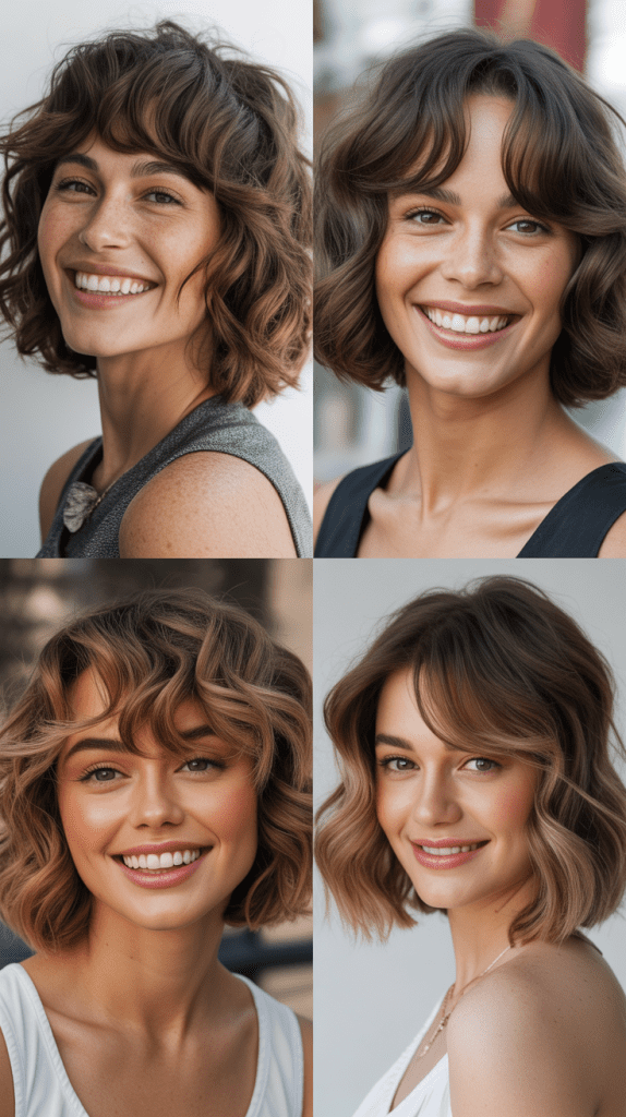Wavy Bob With Long Swoop Bangs
