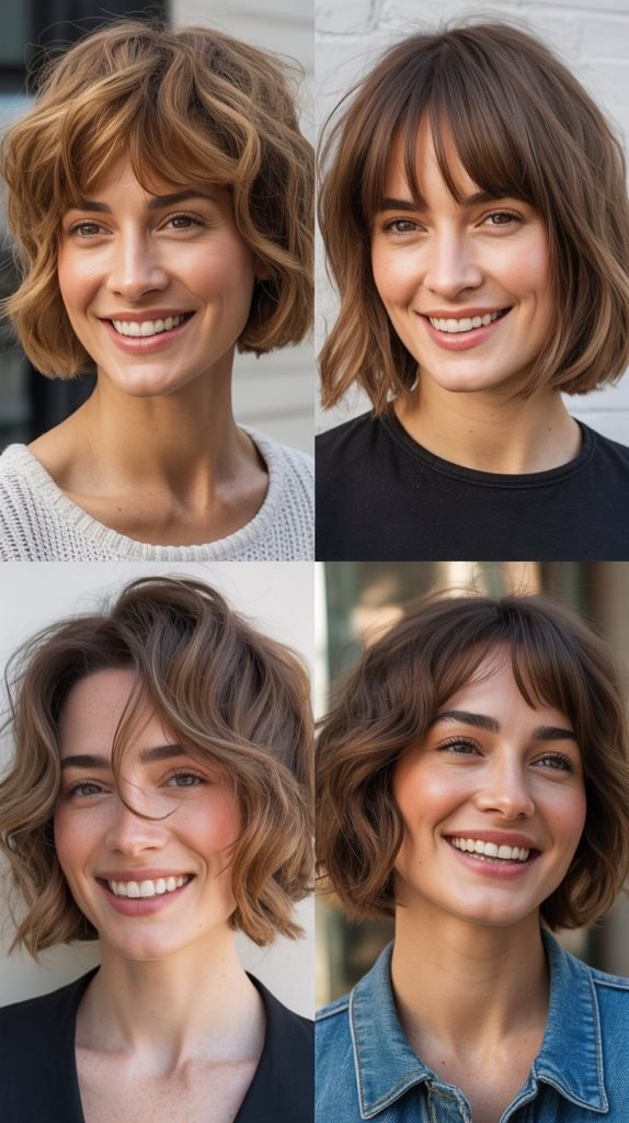  Textured Choppy Bob With Wispy Bangs