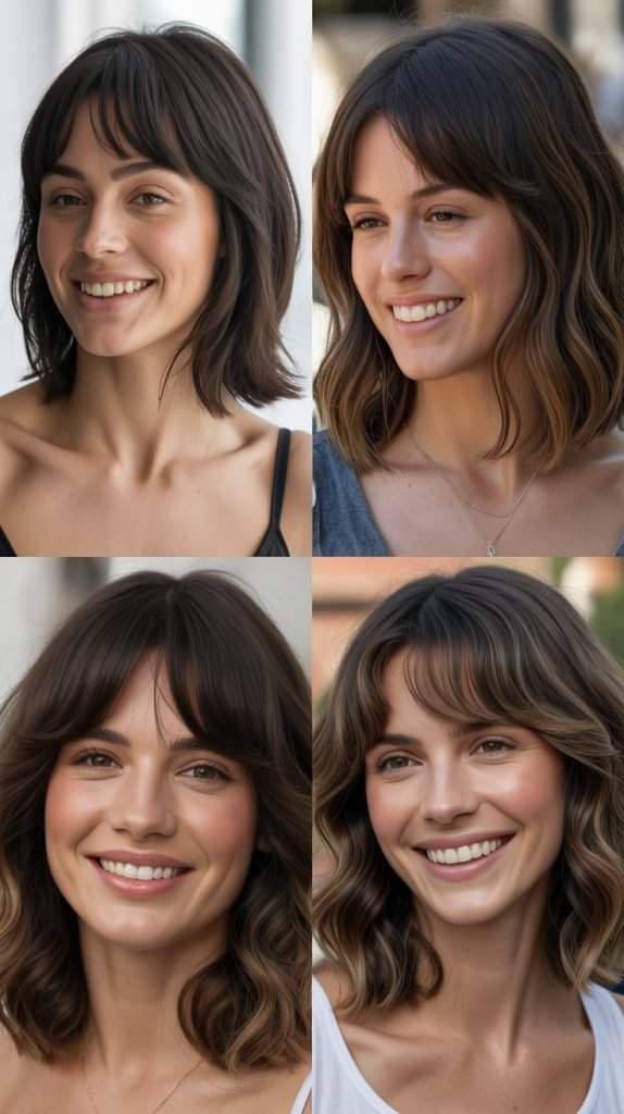 Textured Collarbone Cut with Curtain Bangs