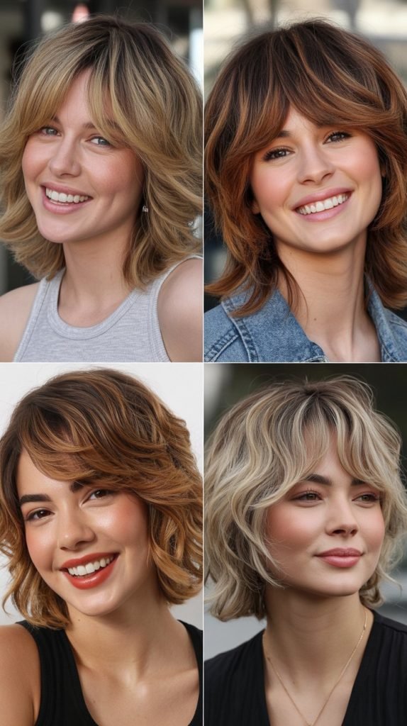 Layered Cut with Eyebrow-Grazing Bangs