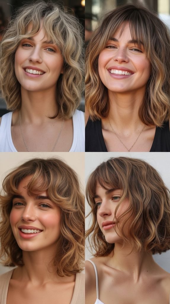  Beachy Wavy Bob With Shaggy Bangs