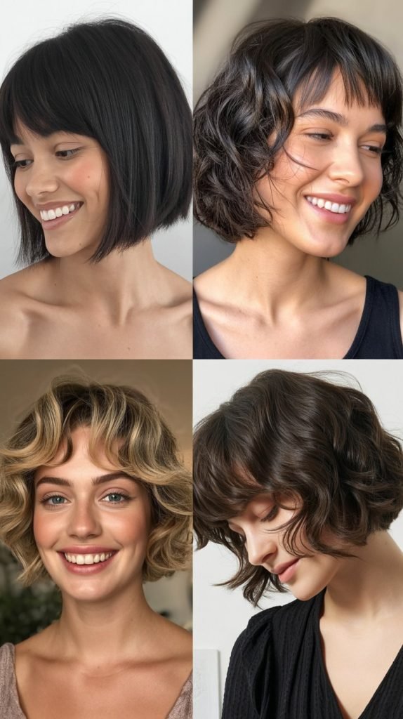 . Razor-Cut Bob With Textured Bangs