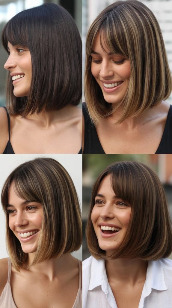 Graduated Long Bob With Arched Bangs