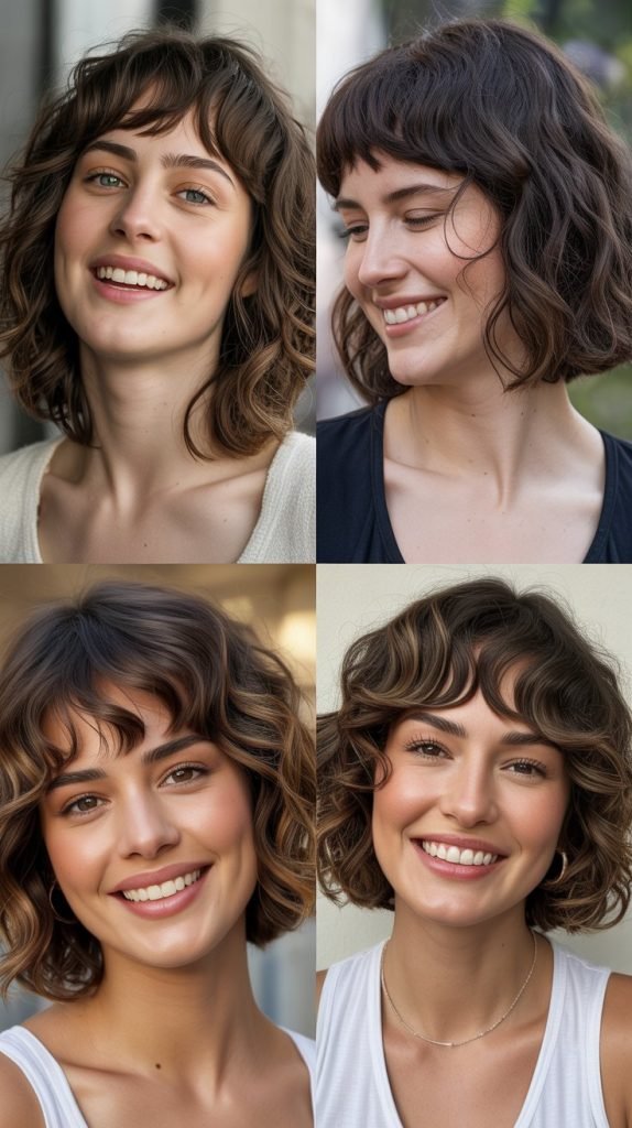  Wavy Bob With Asymmetric Bangs