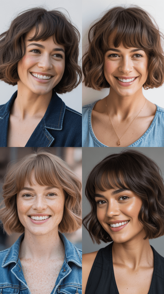 Wavy Bob With Long Bangs For Thick Hair