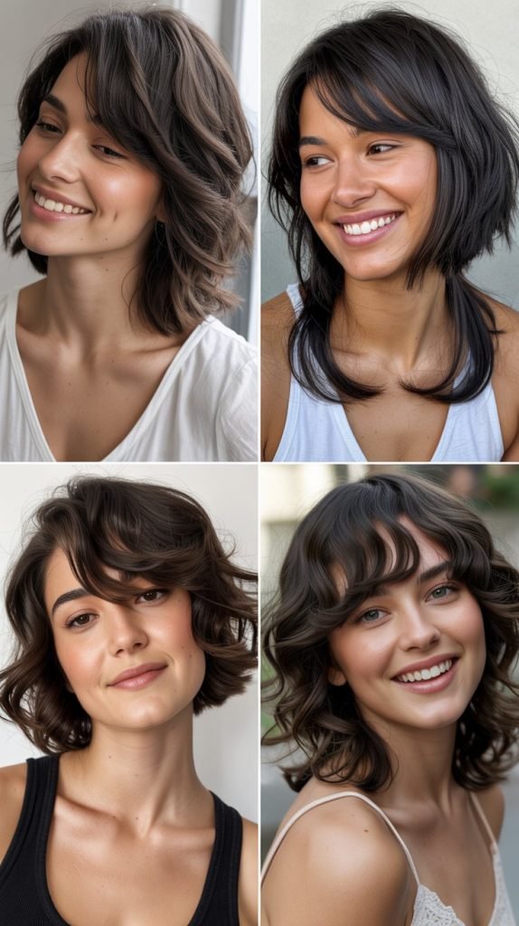 Long Side Bangs with Textured Midi Cut